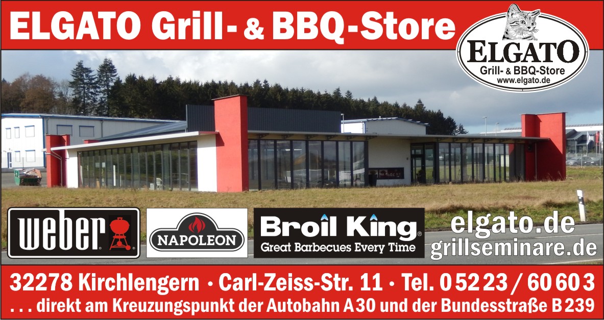 ELGATO Grill- und BBQ- Fachbetrieb in Kirchlengern. WEBER, NAPOLEON, BROIL KING GRILLS